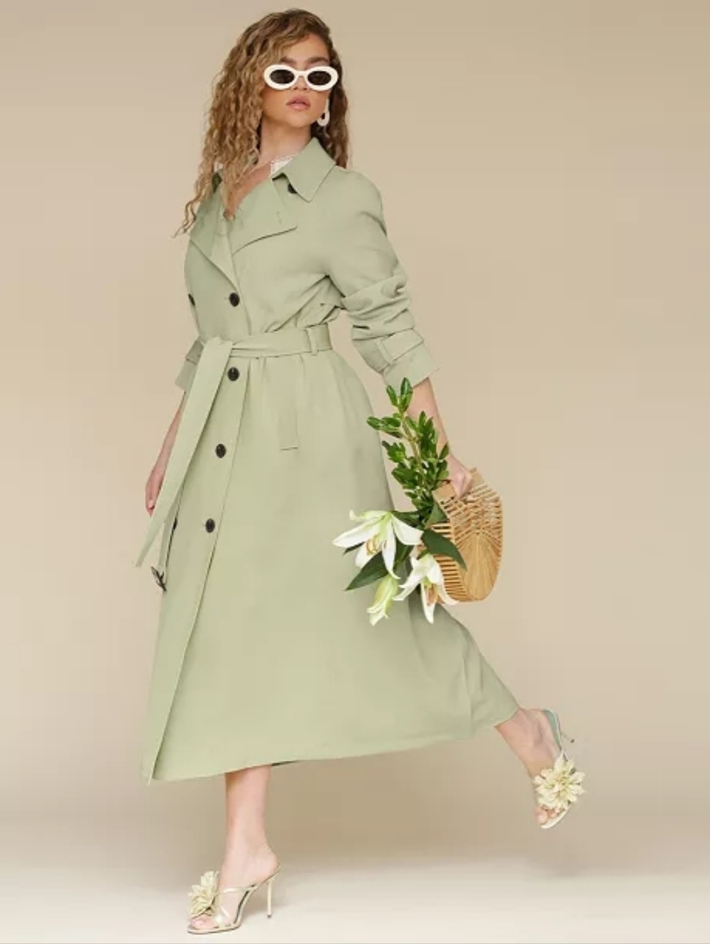 Abec Les Filles Double-Breasted Maxi Trench Coat